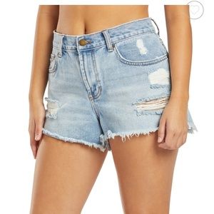 Billabong Light Wash Distressed Denim Shorts